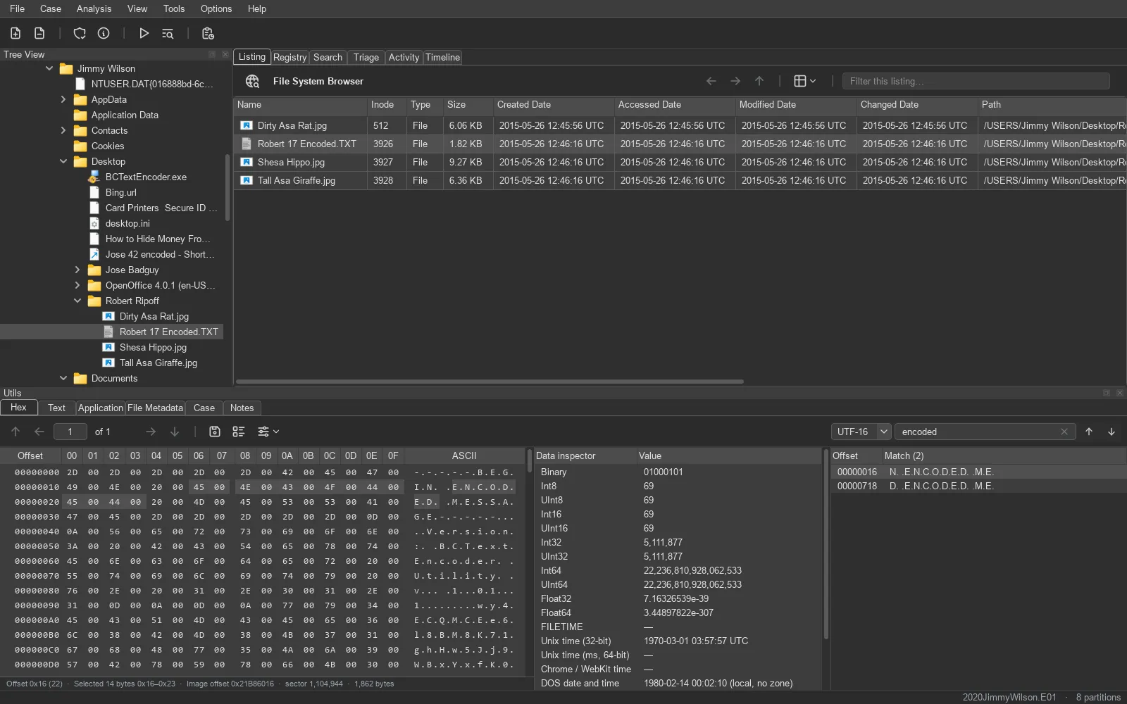 TRACE: hex view. A hex view with search, a data inspector and byte-range bookmarks.
