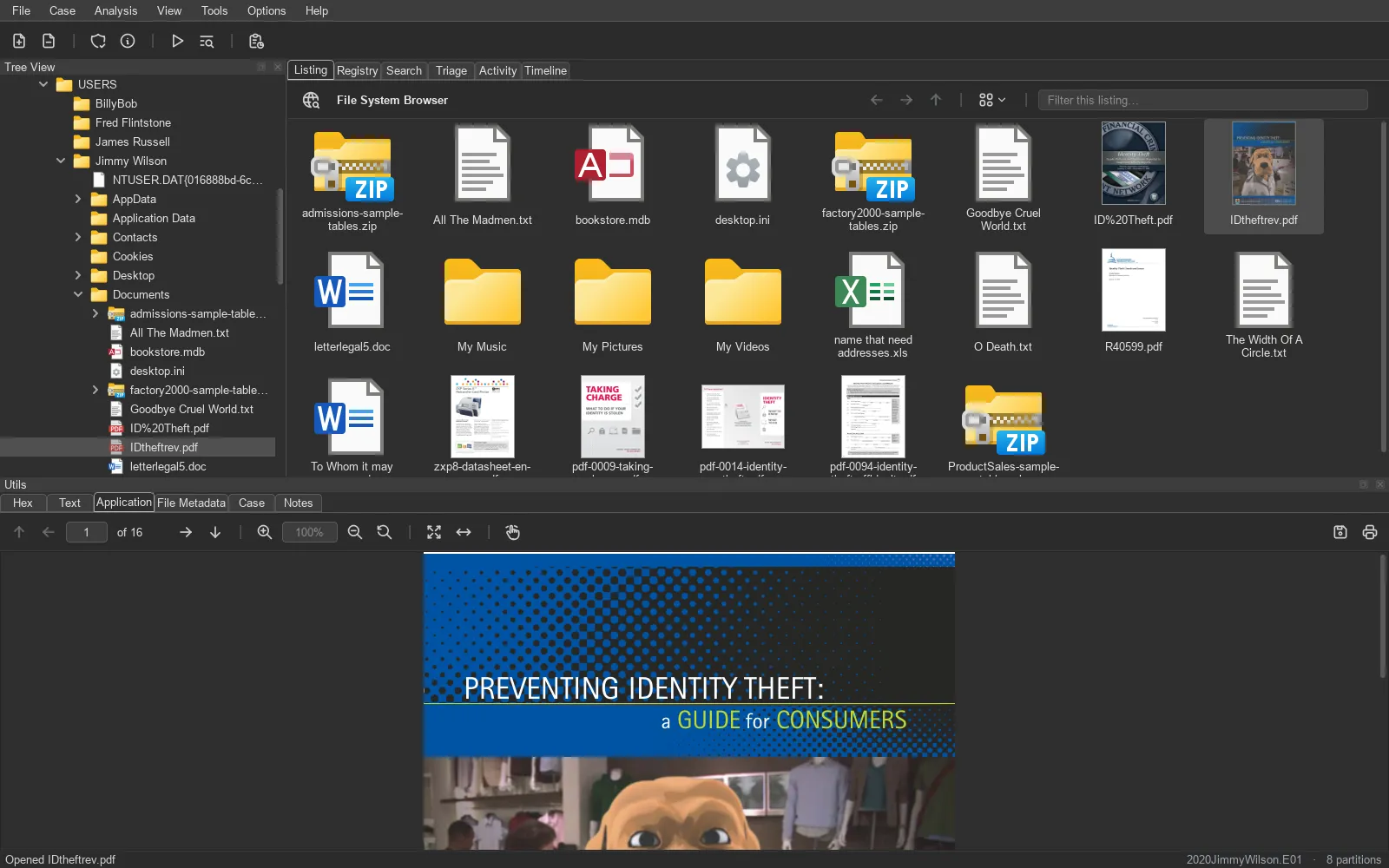TRACE: thumbnails view. Pictures, video frames and document previews, fitted – never cropped.
